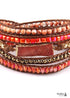 Boho Bracelet, RH 5 Layers Leather Wrap Bracelet, Natural Stones, Gold Purple Sapphire